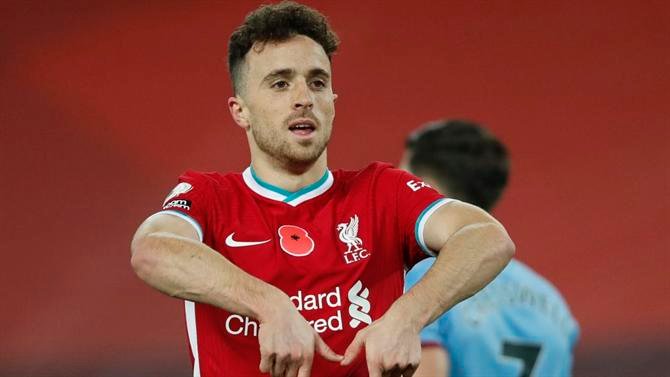 Diogo Jota desfalca Liverpool quase dois meses devido a lesão